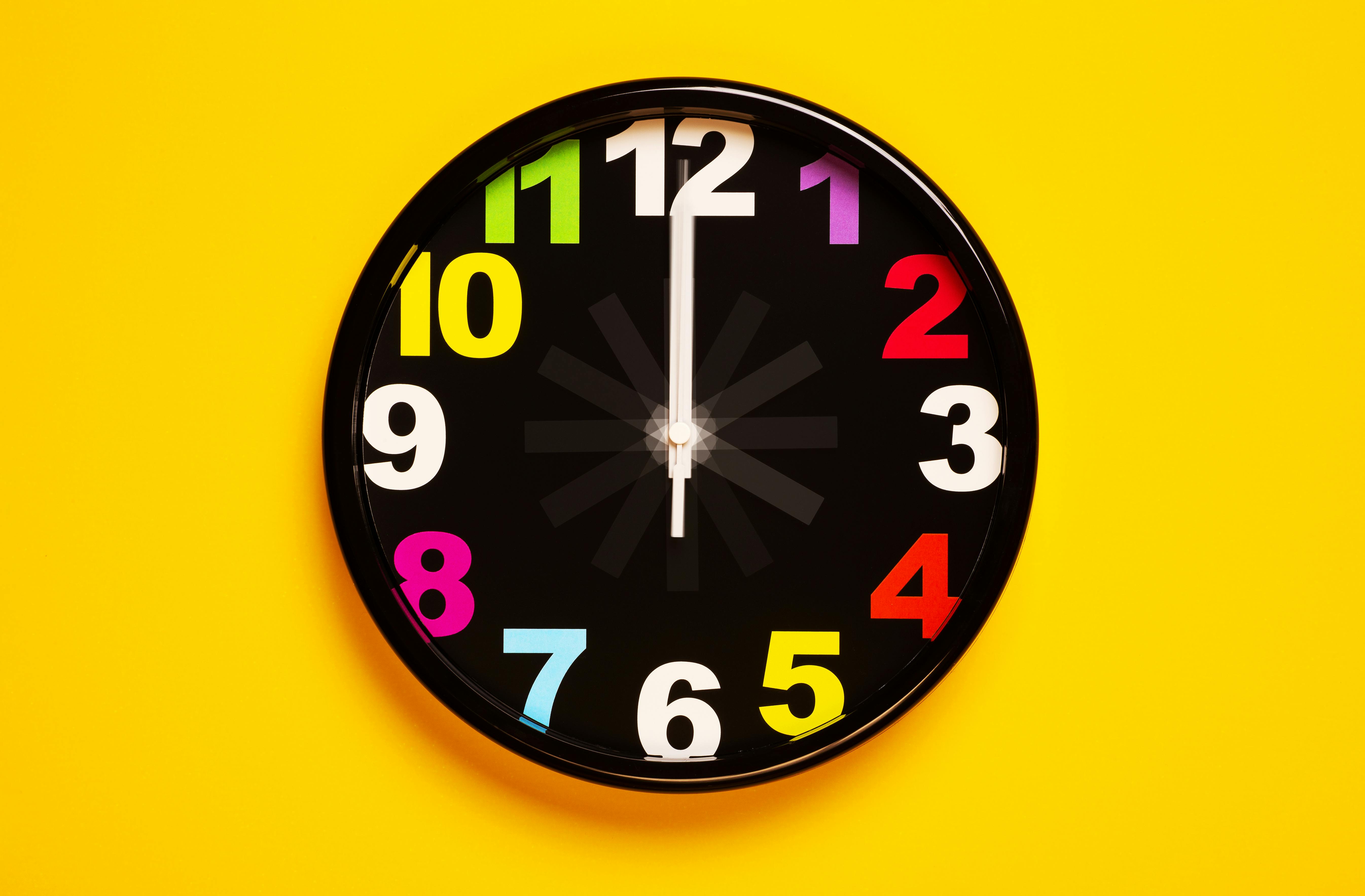 Decorative wall clock in living space